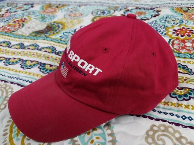Polo Sport Ralph Lauren Vintage 90s Rare Red Dad Hat Cap Spell Out