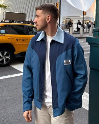 Zara x Harry Lambert Colour Block Cropped Jacket Blue Size L XL