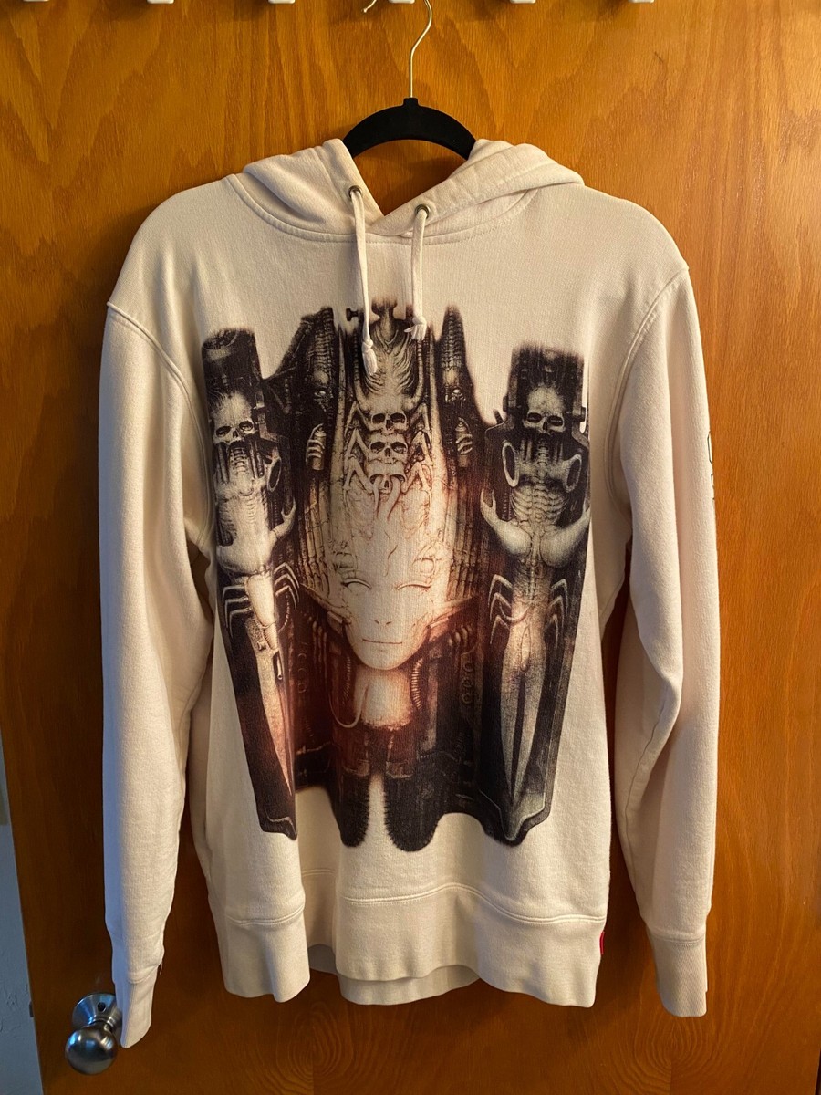 Supreme Hoodie Men Medium FW14 Graphic H.R. Giger White/Black Logo