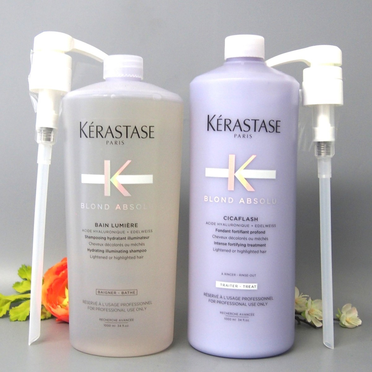 With Pumps Kerastase Blond Absolu Bain Lumiere & Fondant Cicaflash