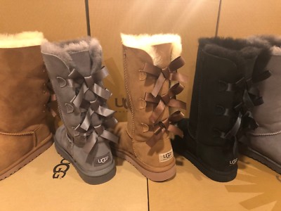 New UGG Bailey Bow Tall Sheepskin Suede Boot Triplet Triple