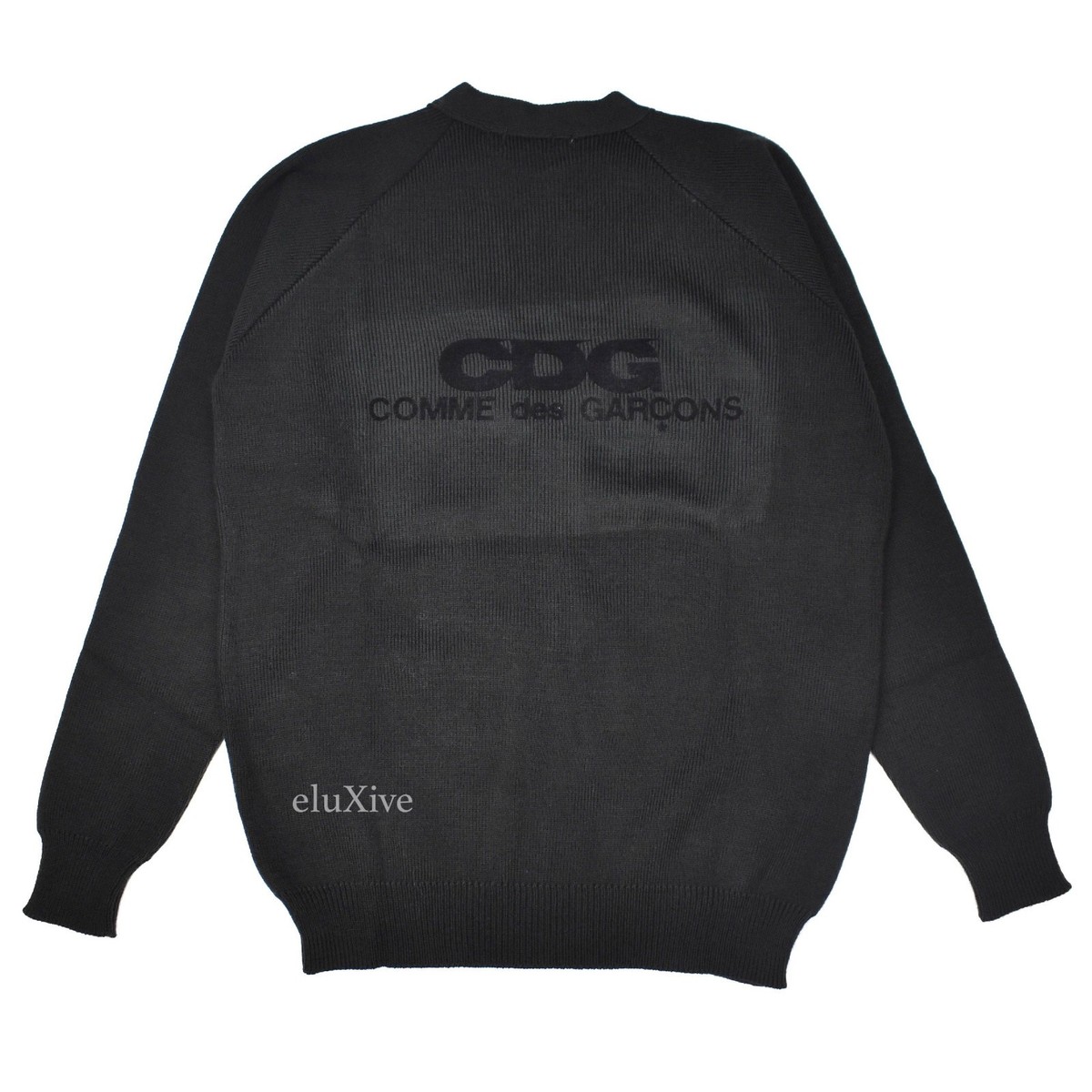 NWT Comme des Garcons CDG GDS Black Velvet Logo Cardigan Sweater