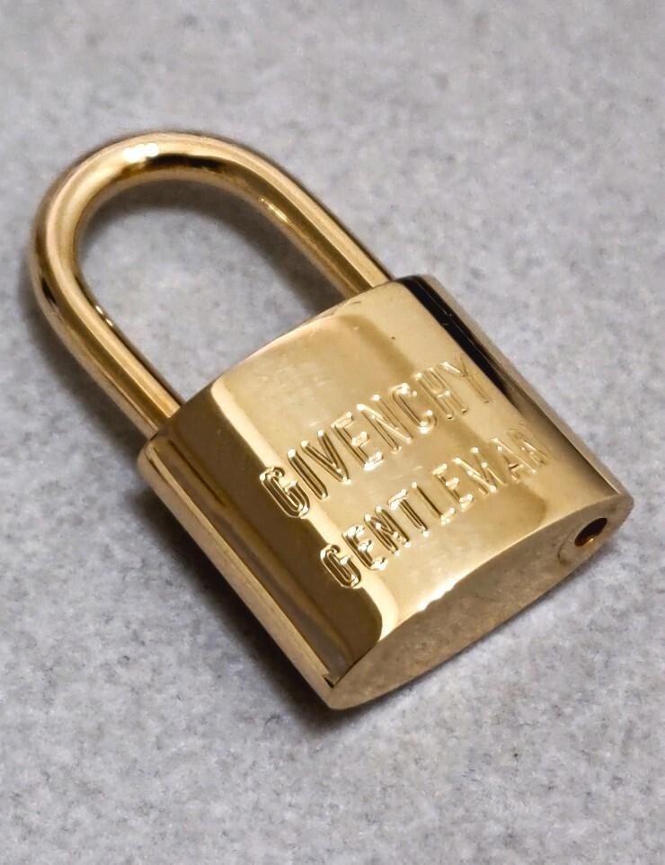GIVENCHY Padlock Keyring Gold Color Logo Engraved Keychain Bag