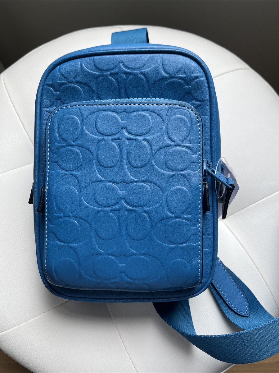 New Coach Track Small Pack Leather Blue Jay CH072 Crossbody Bag | eBay