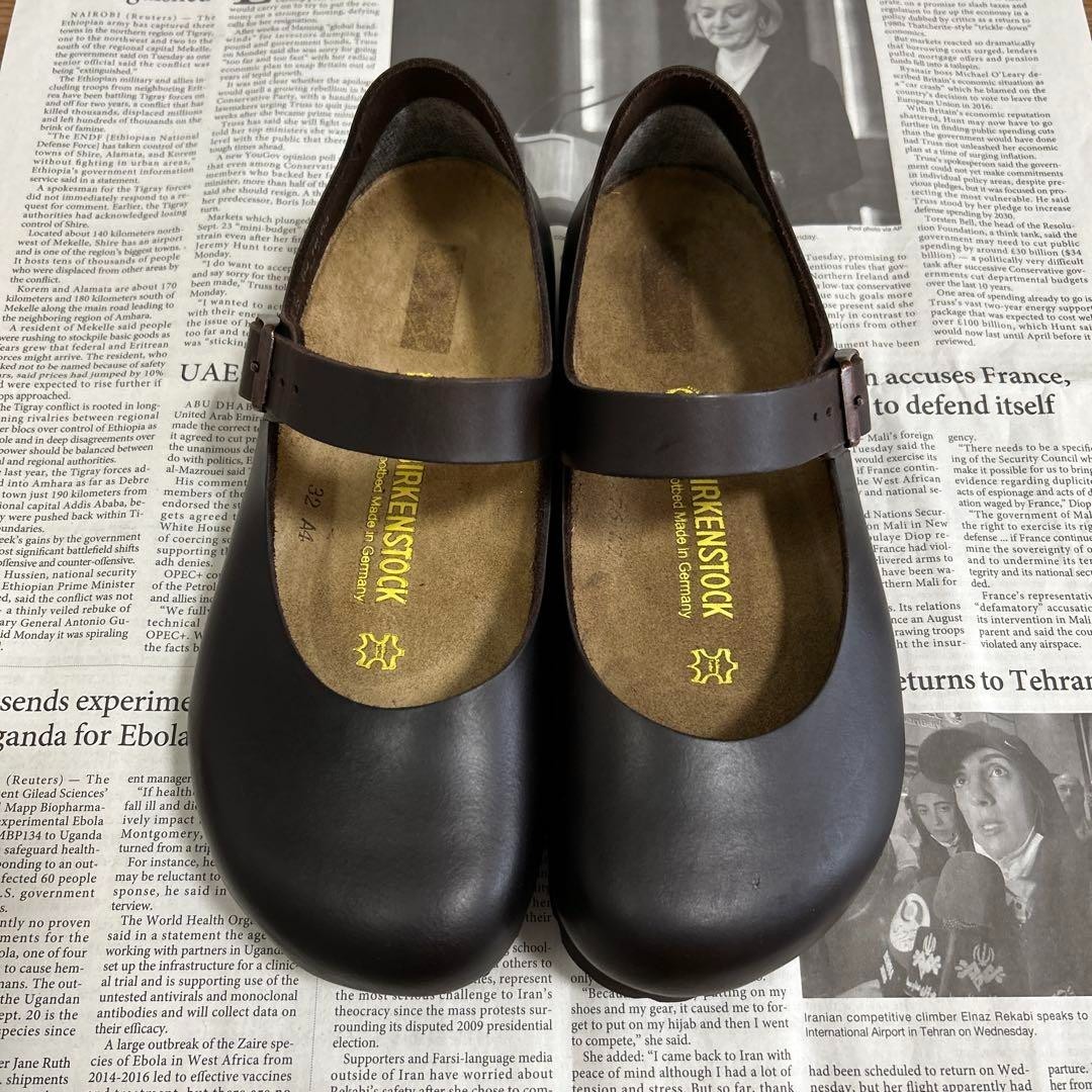 BIRKENSTOCK Mantova Flat Strap Shoes Dark Brown Narrow Size 36 JP