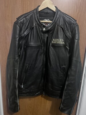 Harley Davidson RN 103819 CA 03402 Black Leather Jacket Size Mens