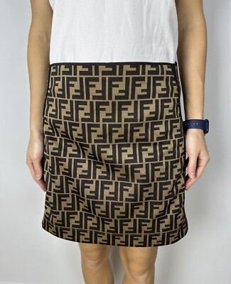 Authentic Fendi Zucca FF Logo Zip Skirt Mini Size 40 US6 S/M | eBay