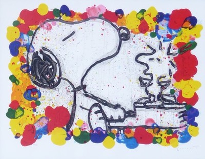 TOM EVERHART SUPER STAR PEANUTS SNOOPY WOODSTOCK LITHOGRAPH Hand