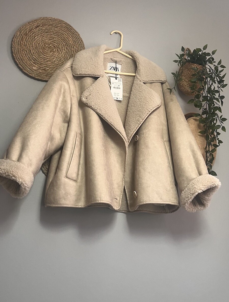 ZARA NEW WOMAN ZW COLLECTION RELAXED FIT DOUBLE-FACED JACKET BEIGE