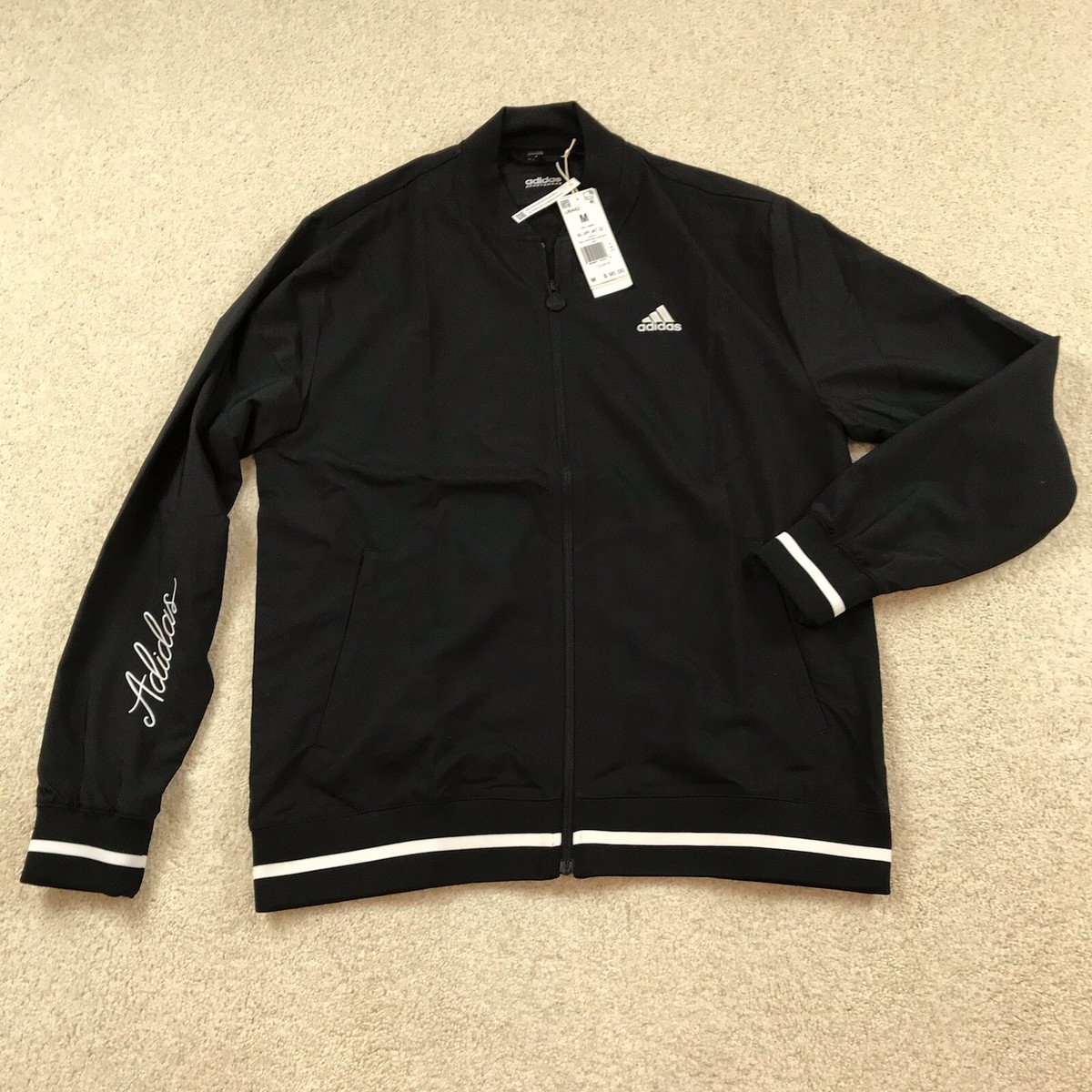 Adidas Scribble Jacket Mens Medium Black New Full ZIp IJ6442 | eBay