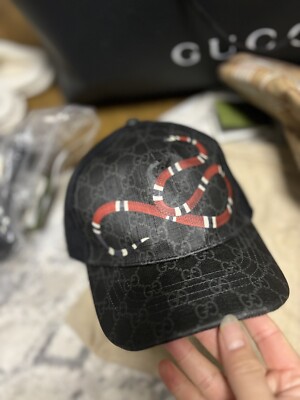 NWT Gucci Kingsnake Print GG Supreme Canvas Baseball Hat Cap Size