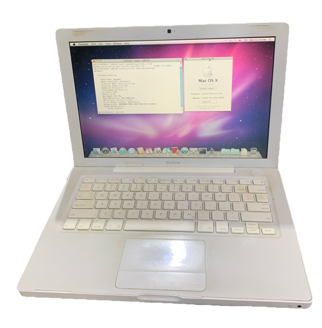 2007 MacBook A1181, Intel Core 2 Duo@2.16GHz, 2GB RAM, 120GB HDD