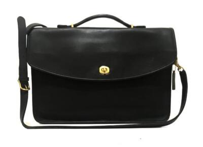 Nice Coach Classic Retro Black Vintage Leather Business Portfolio