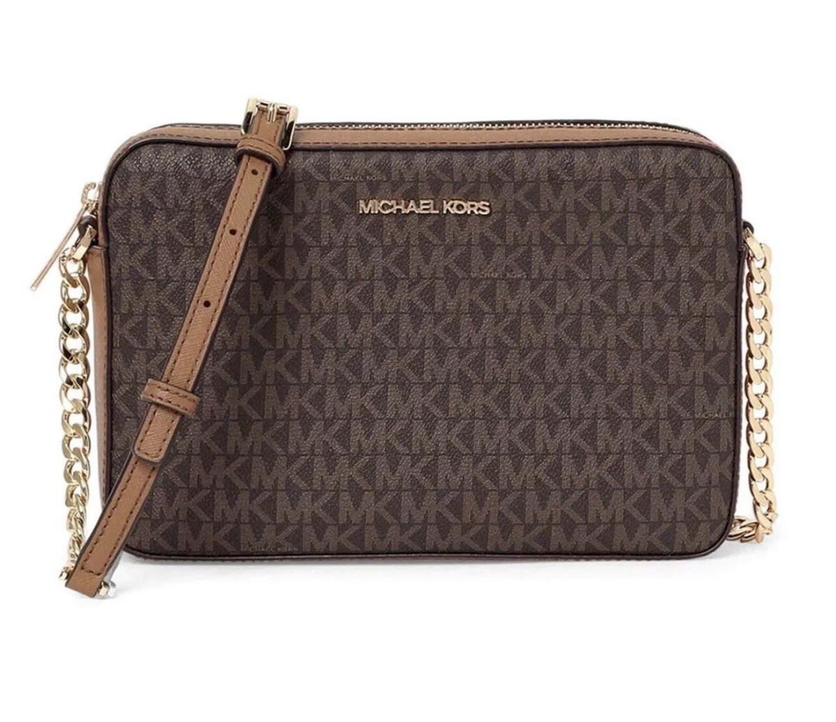 MICHAEL KORS NEW JET SET LARGE ZIP CROSSBODY BAG SHOULDER BROWN