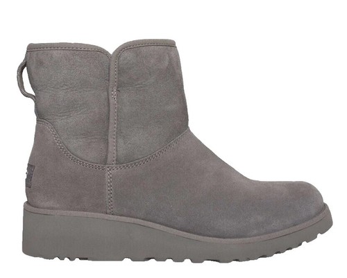 UGG KRISTIN GREY GRAY SHEARLING SUEDE WEDGE ANKLE BOOT US 5 / EU