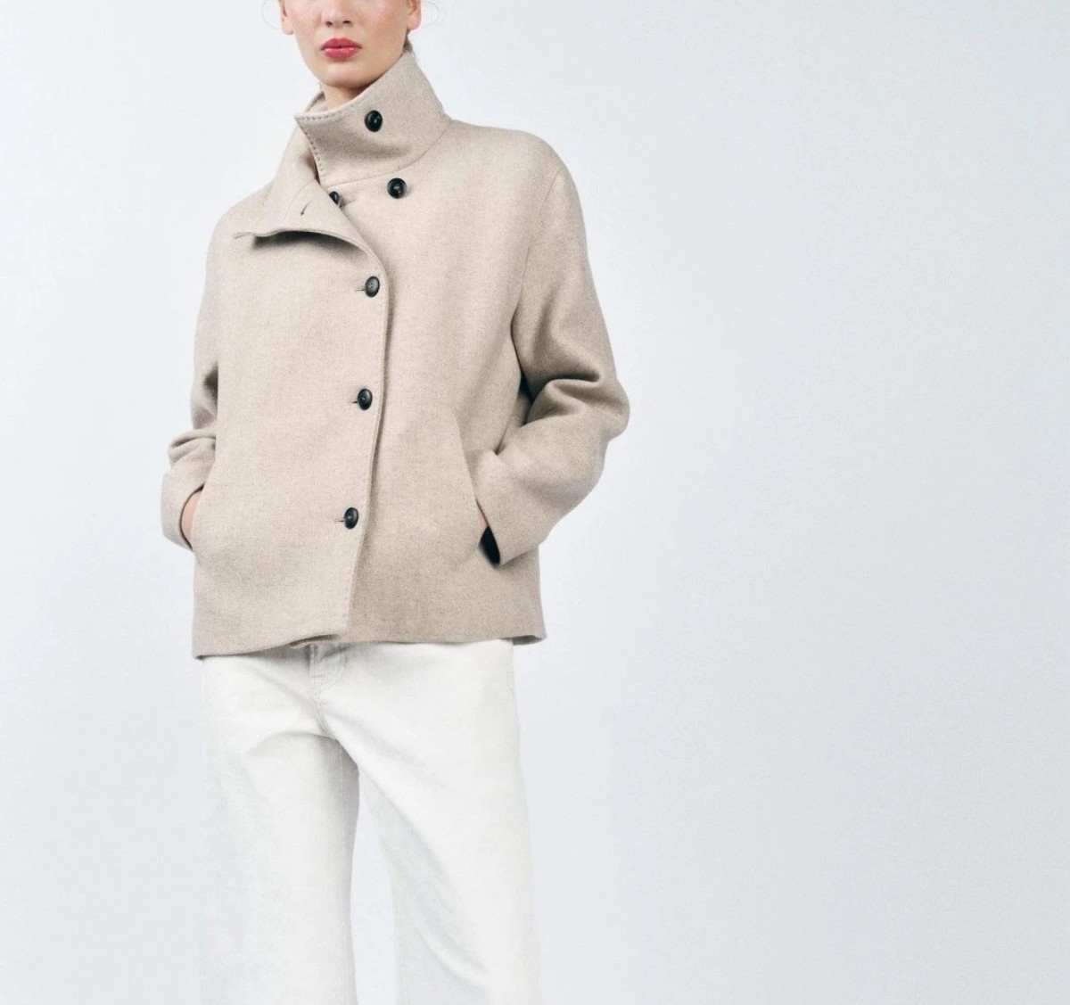 Zara Short Wool Blend Manteco Coat Jacket 2404/762/806 Size L | eBay