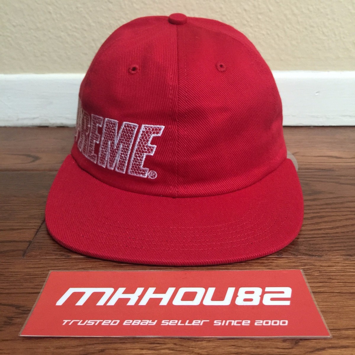 New Supreme Side Banner 6-Panel Cap Camp Hat 5 Red Classic Fall