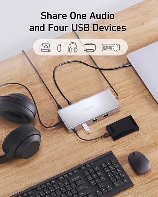 Anker 553 USB C Docking Station with KVM Switch Dual 4K Monitor