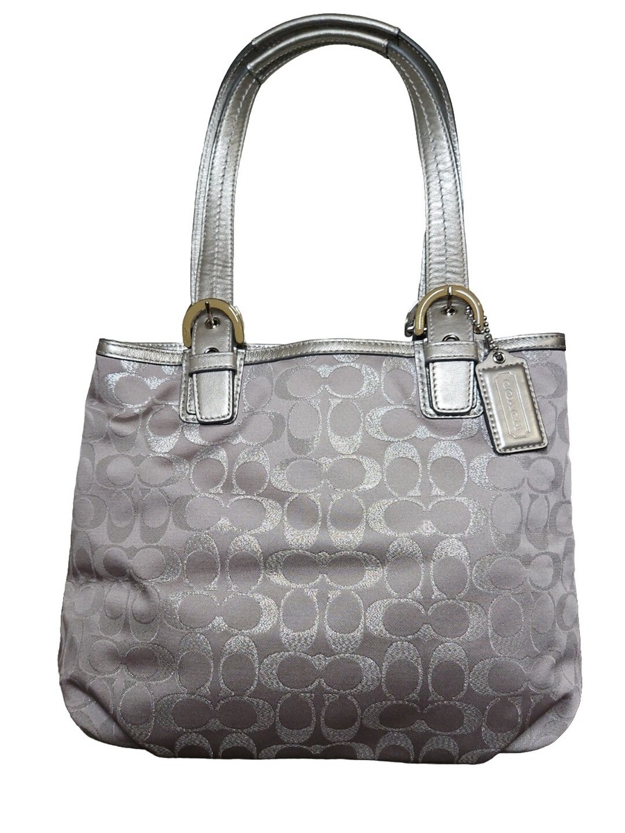Coach Soho Metallic Signature Leather Canvas Shoulder Bag Purse