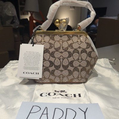 Coach Crystal Signature Jacquard Kisslock 16 Frame Bag NWT USA