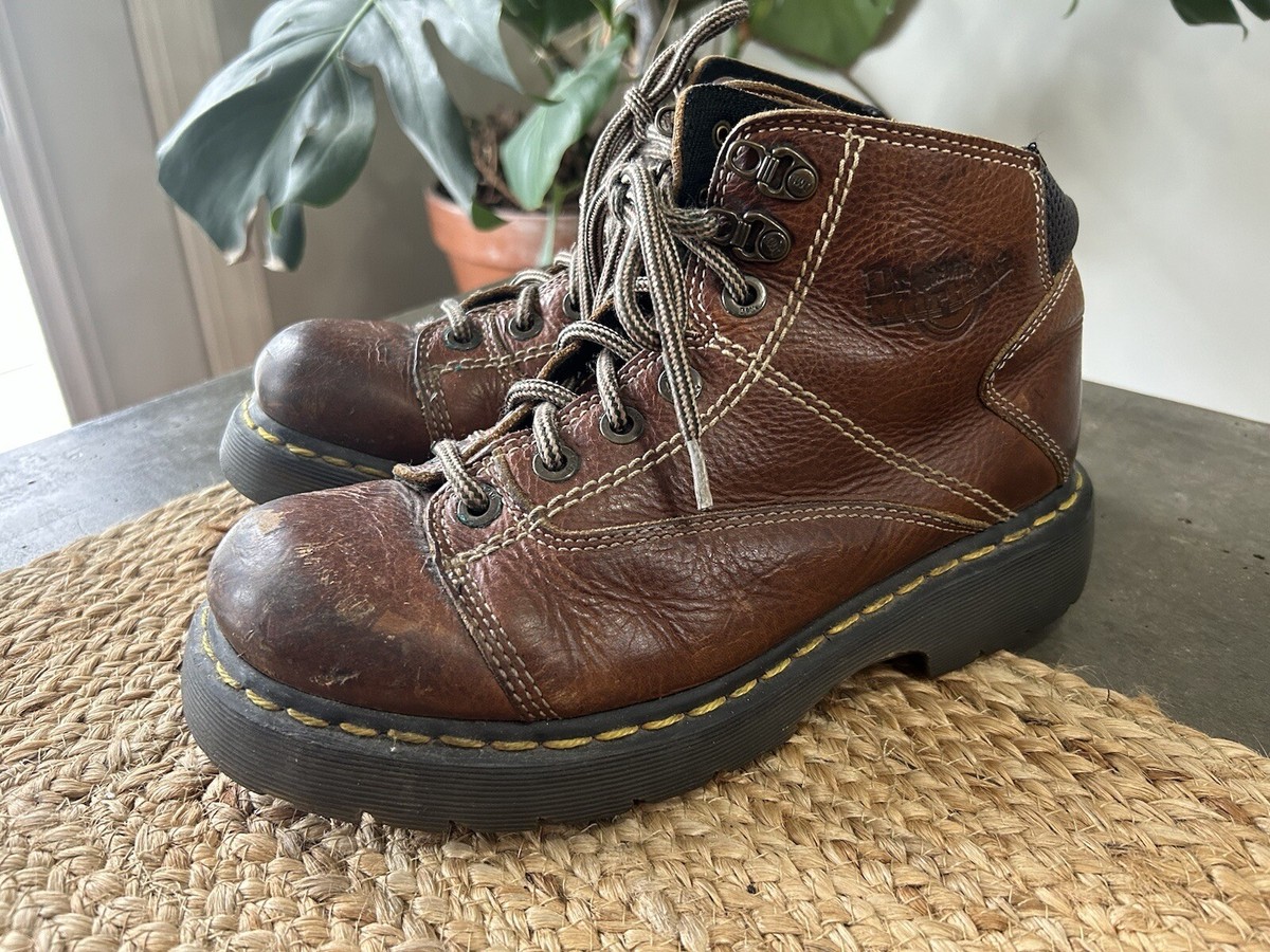 Vintage Doc Dr Martens 8A07 Y2K Brown Leather Boots UK7 US8 Con41