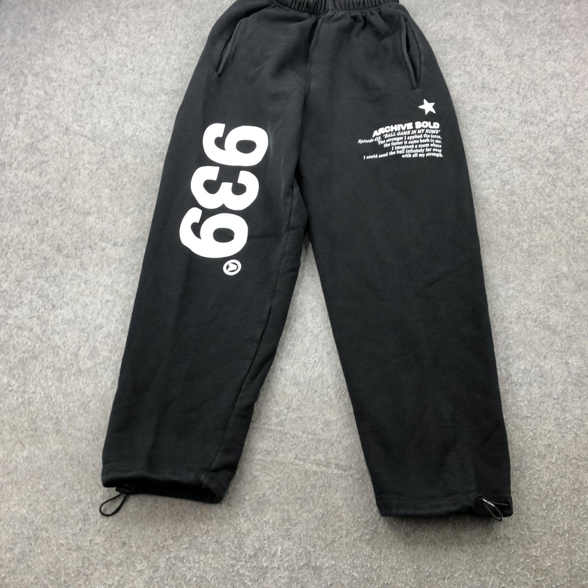 Archive Bold 939 Pants Mens Small Black Streetwear Sweatpants