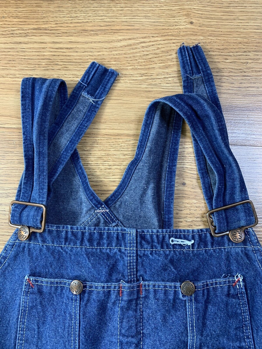 Vintage 70s BIG MAC Overalls Square Bak Men's 46 Denim Blue Jeans