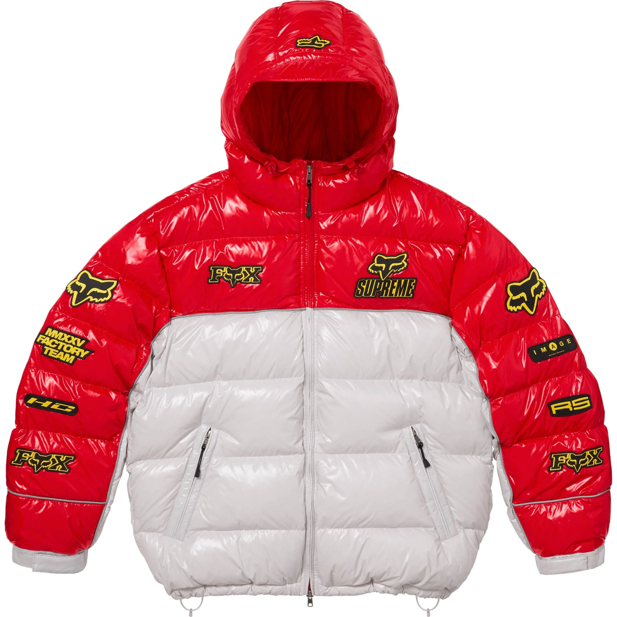 Supreme x Fox Racing Shiny Down Puffer Jacket Black Red 2colors