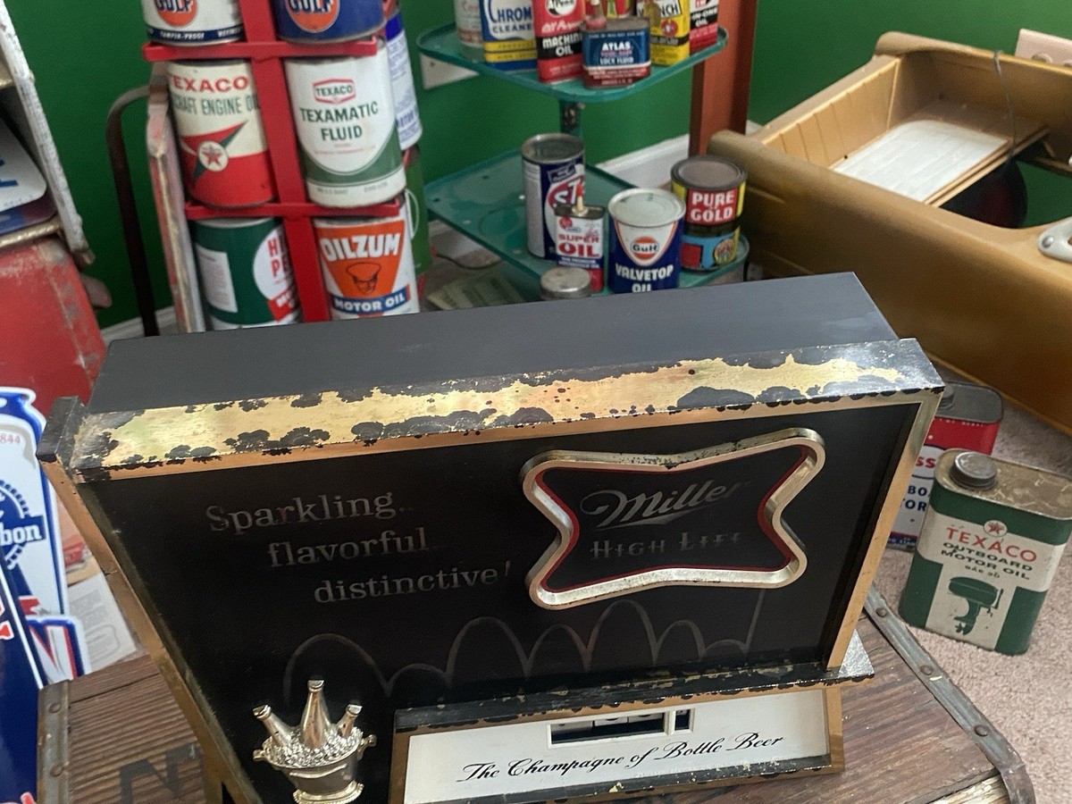 RARE 1960s Miller High Life Beer Bouncing Ball Sign Clock Antique