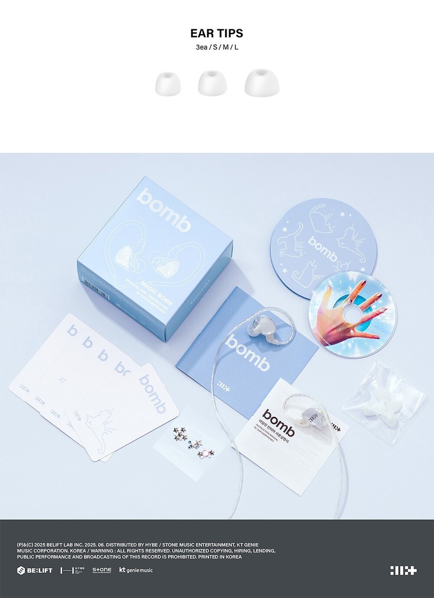 ILLIT BOMB 3rd Mini Album MERCH Ver/Mini CD+Earphones+3Sticker+5