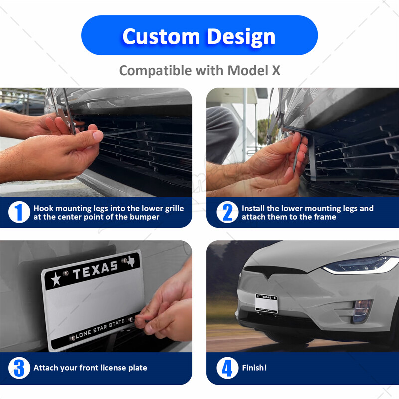 No Drill Front License Plate Frame License Mount Holder For Tesla