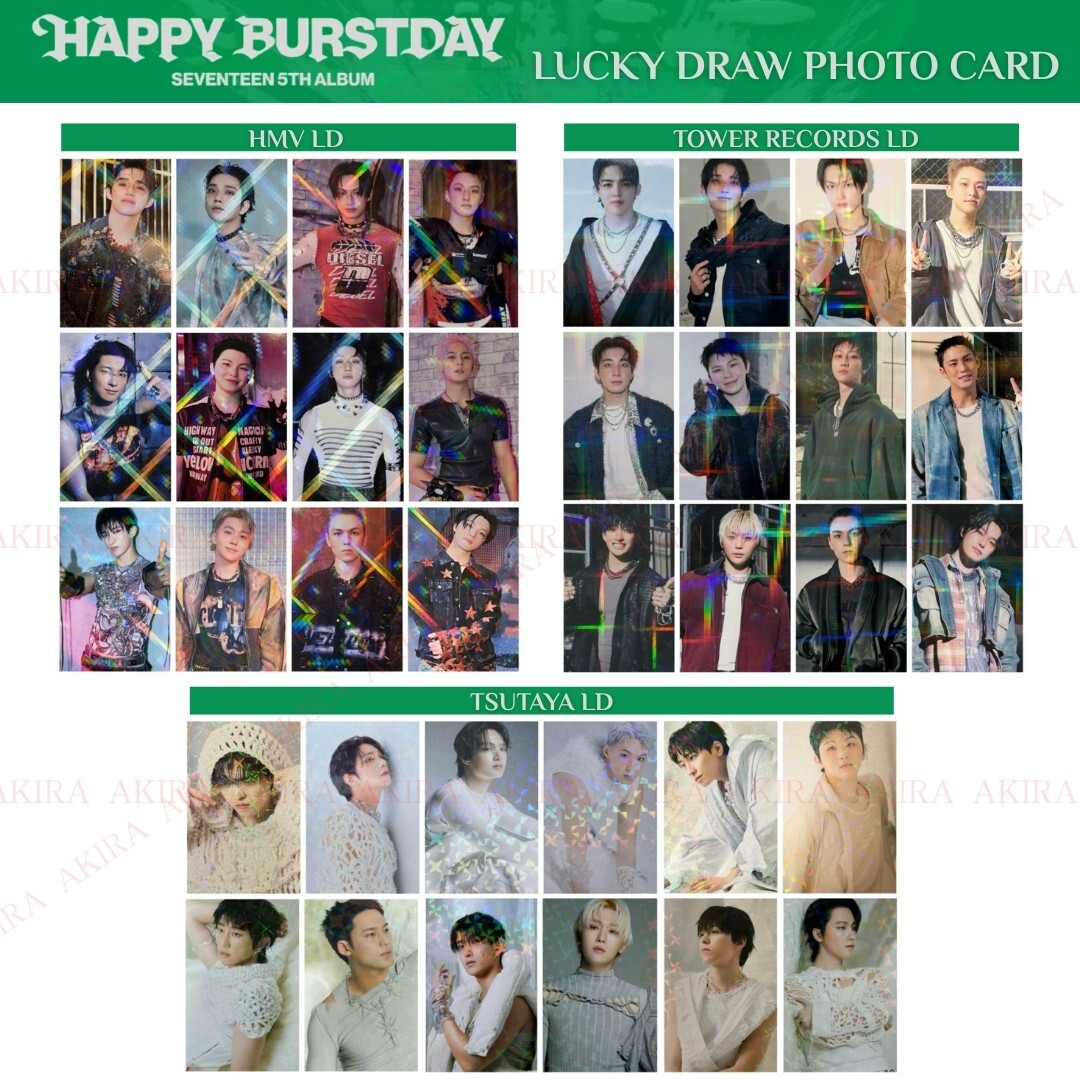 SEVENTEEN 5th ALBUM HAPPY BURSTDAY LUCKY DRAW PHOTO CARD HMV TR