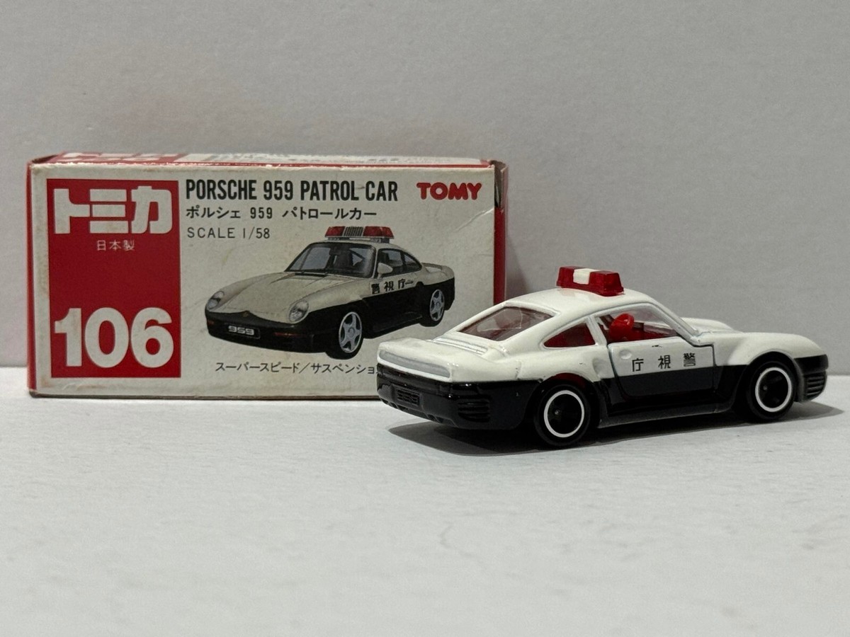 Red Box Japan Tomica Porsche 959 Patrol Car No. 106 Made in Japan