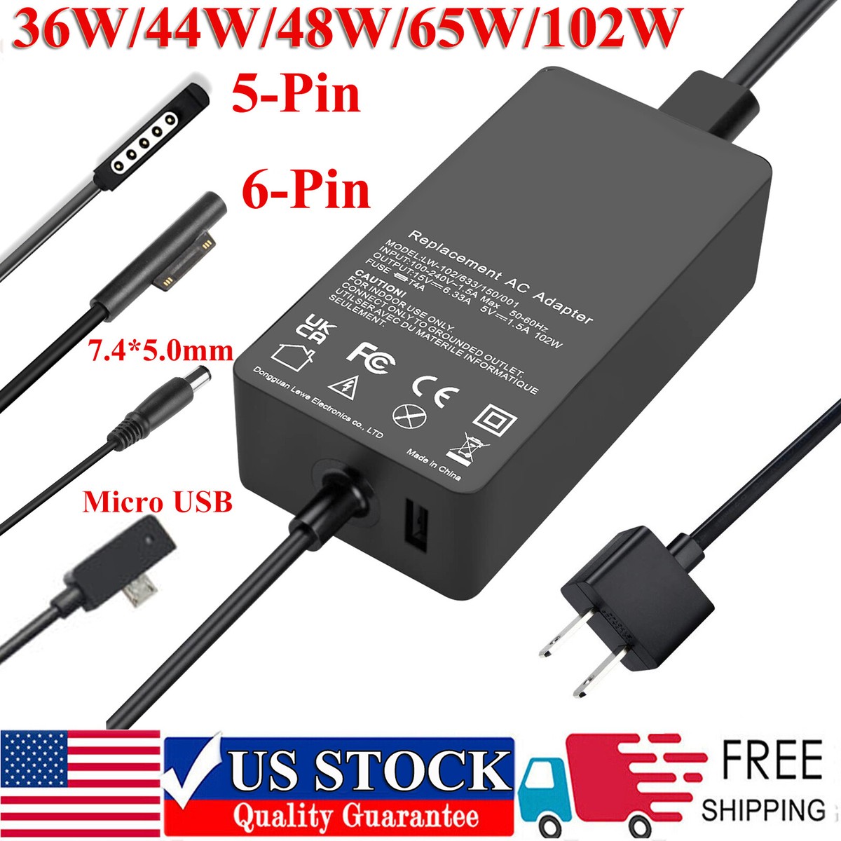 Charger For Microsoft Surface Pro 9 8 X 7 6 5 4 3 2 1 Laptop RT1/2