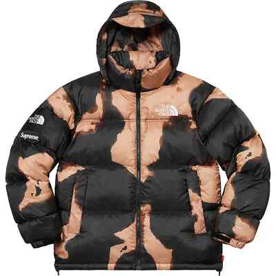 Supreme The North Face Bleached Denim Print Nuptse Jacket 2colors