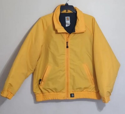Mens Carhartt Yellow Coat Jacket Fleece Lined Heavy Duty Size XL