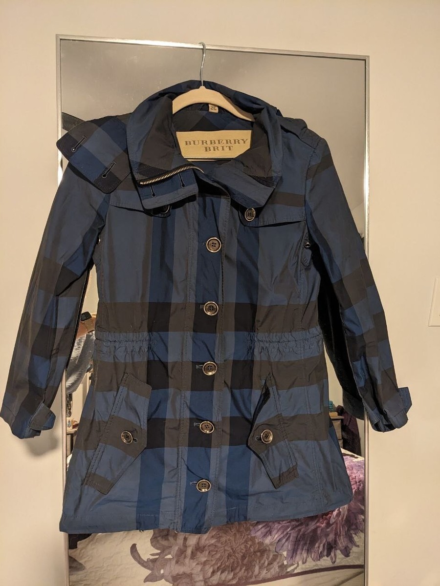 Burberry Brit Women's Blue Plaid Jacket – Size XS (FRA 34 / 165