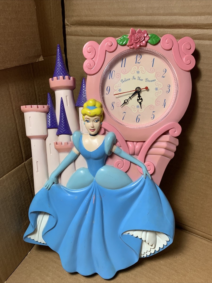 Vtg Disney Cinderella Wall Clock Castle Believe In Your Dreams