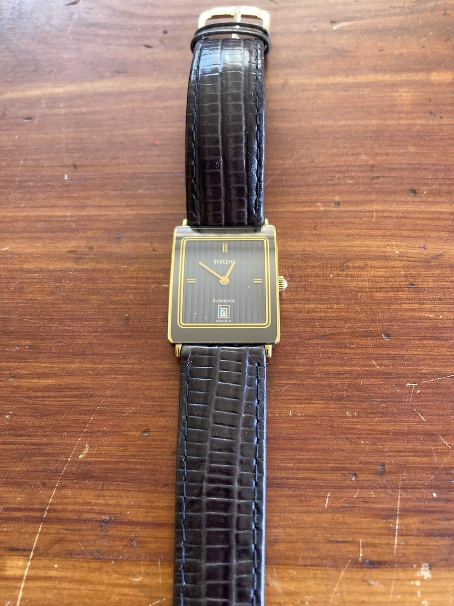 Rado Florence 160.3605.2N Date Black Face Gold Dial Quartz Men's