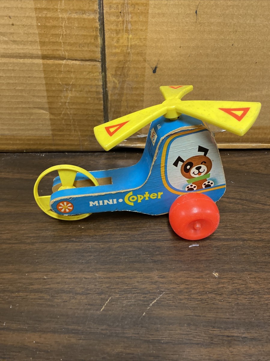 Vintage MINI-COPTER WHIRLYBIRD Fisher Price #448 Helicopter Wooden