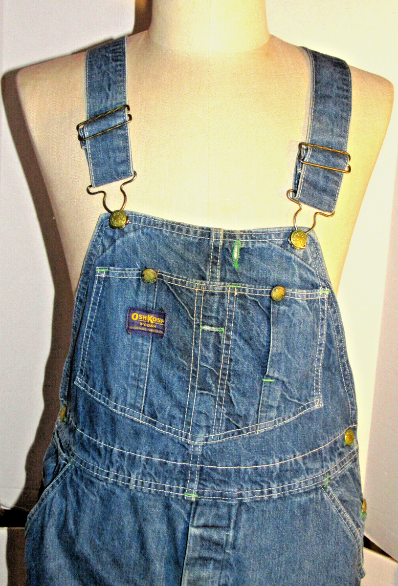 VTG 1950s OSHKOSH B'GOSH DENIM BIB OVERALLS! UNION/SANFORIZED/LOGO