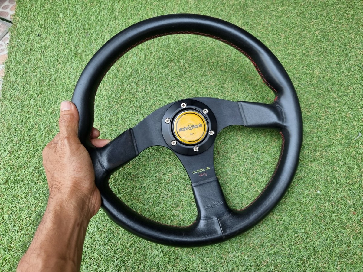Italvolanti IMOLA R Racing Steering Wheel Leather Red Stitch 350mm