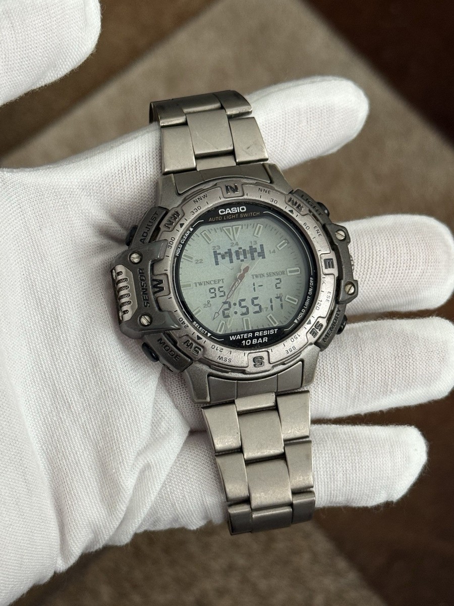 Rare Vintage Casio Pro Trek Twincept PRT-500 Titanium Ana-Digi