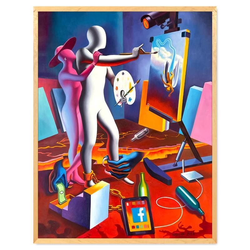 貴重一点物マークコスタビMARK KOSTABI 油絵BAPTISM1988 貴重一点物