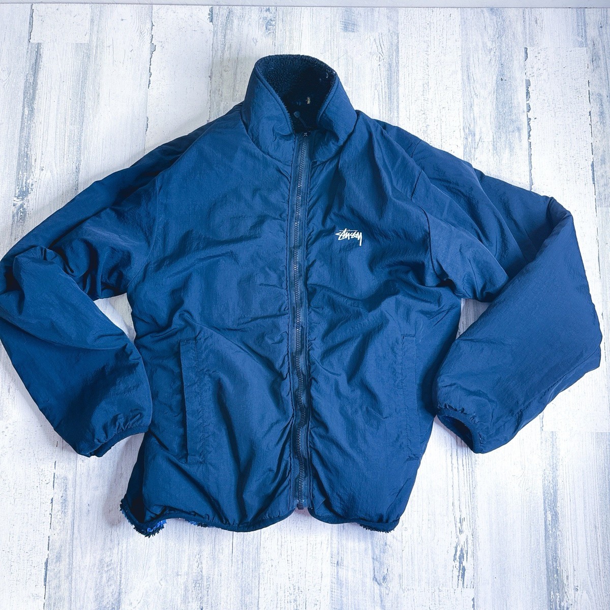 Stussy Cosmos Reversible Sherpa Fleece Jacket Size Large | FULLY