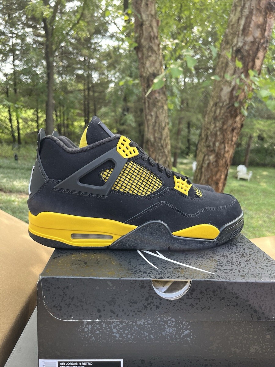 Air Jordan 4 Retro Thunder Men's Size 12 Black Yellow W Snipes