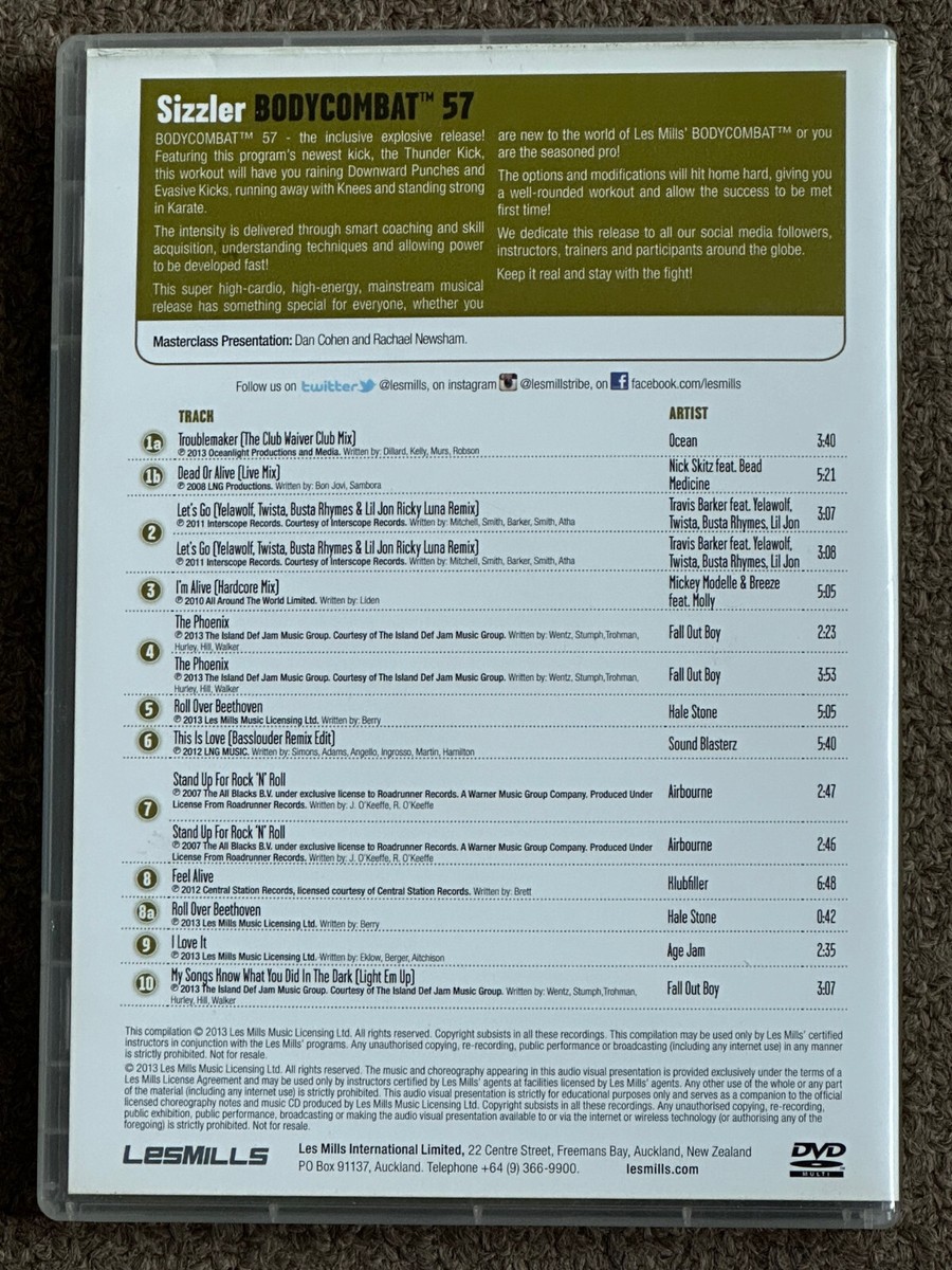 LES MILLS BODYCOMBAT BODY COMBAT INSTRUCTOR RELEASE 57 DVD CD