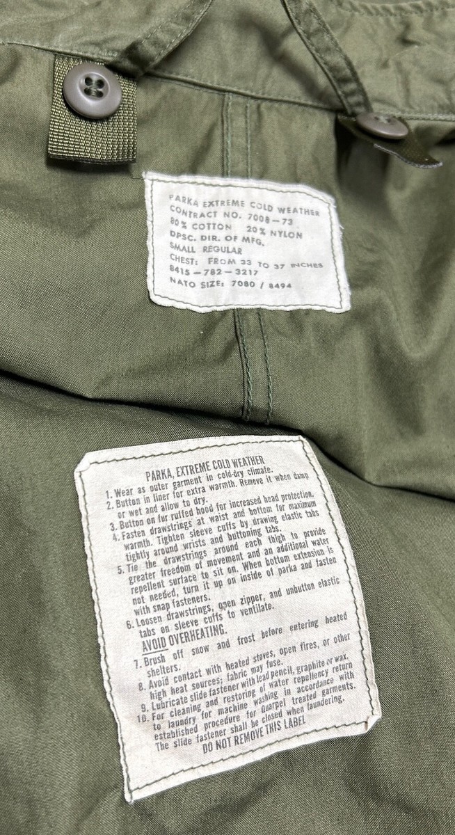 GENUINE US ARMY VIETNAM M-1965 M65 FISHTAIL PARKA MANS 1973 MINT