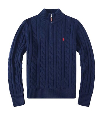 NWT - Polo Ralph Lauren Men's 1/4 Zip Cable Knit Cotton Sweater