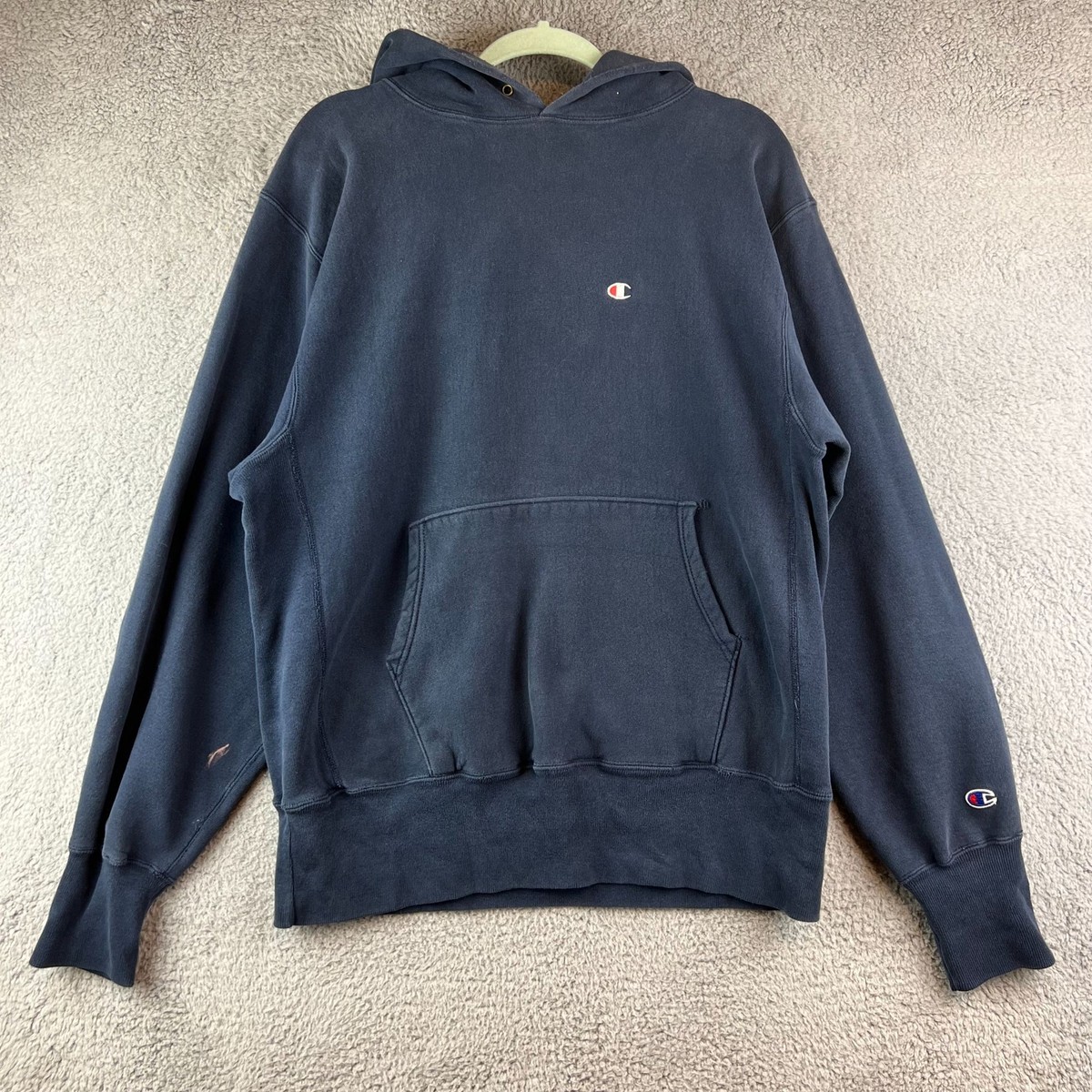 Vintage 90s Champion Reverse Weave Blue Blank Pullover Hoodie L | eBay